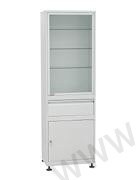 ШМС-1-А-Р-1 RM (33*55*173) Шкаф медицинский (верх стекло в алюминиевой раме и выдвижным ящиком) от производителя