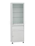 ШМС-1-А-Р-1 RM (33*55*173) Шкаф медицинский  (верх стекло в алюминиевой раме и выдвижным ящиком)