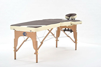 Массажный складной стол с рамой из бука, коричнево-бежевый