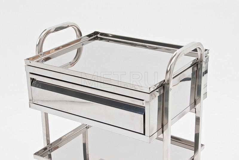 СМ.03.01 Н Стол манипуляционный 3 полки, выдвижной ящик (нерж)