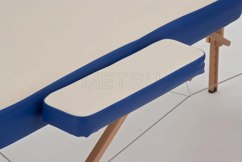 JF-AY01 Стол массажный переносной двухсекционный на деревянном каркасе, кремовый-синий от производителя