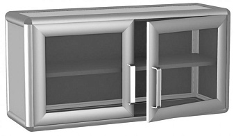 Неглубокая антресоль с дверцами из стекла