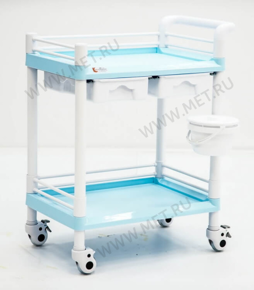 МЕТ SPY-120 (цвет Голубой) Пластиковый манипуляционный стол с двумя полками и двумя ящиками от производителя