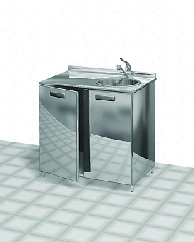 Тумба с накладной мойкой из нержавеющей стали