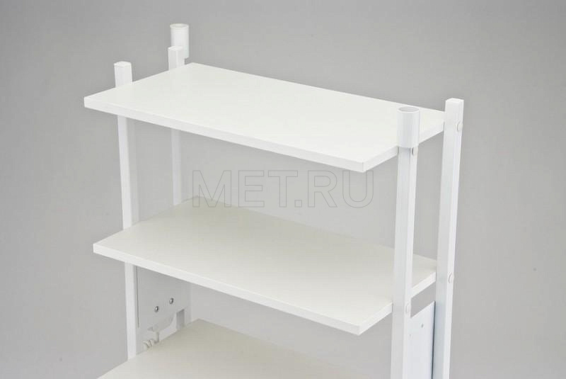 Ст-01д Процедурный передвижной столик из стального профиля, полки ЛДСП МЕТ