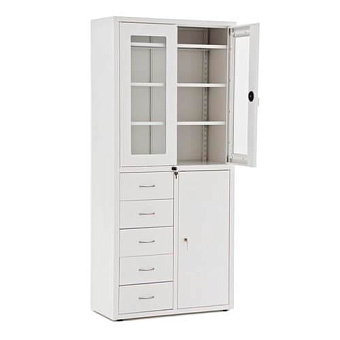 Шкаф медицинский с антибактериальной окраской,  с  выдвижными ящиками, разборный