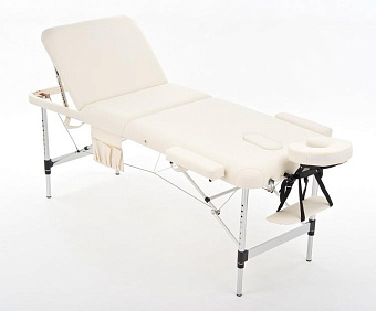 Легкий трёхсекционный алюминиевый массажный стол, кремовый