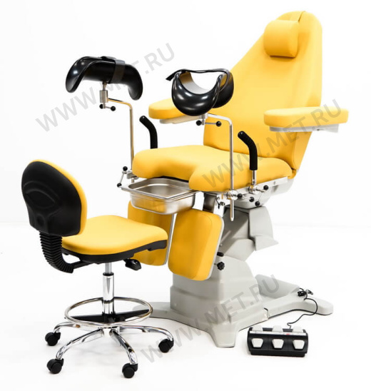 MET GK 02 Гинекологическое электроприводное кресло в комплекте со стулом врача, горчичное от производителя