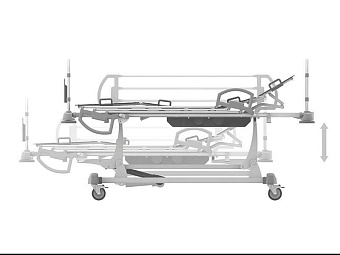 Четырёхсекционная кровать с электроприводными регулировками положения секций и высоты ложа, с дополнительно регулируемым подголовником на растомате