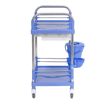 Стол манипуляционный двухполочный с тазом и ведерком на кронштейнах