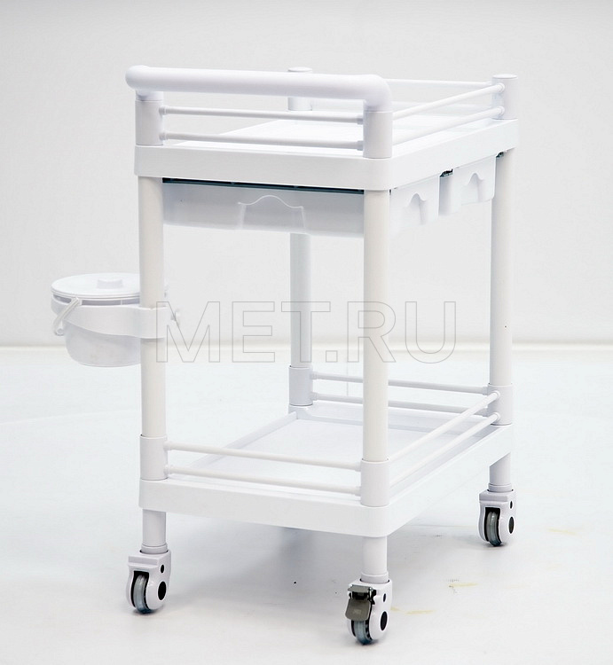 МЕТ SPY-120 (цвет Белый) Пластиковый манипуляционный стол с двумя полками и двумя ящиками от производителя