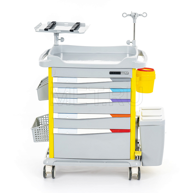 MET PSC-160 Тележка медицинская универсальная желтая  от производителя