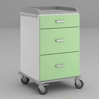 Стол анестезиолога с одним средним и двумя большими выдвижными ящиками