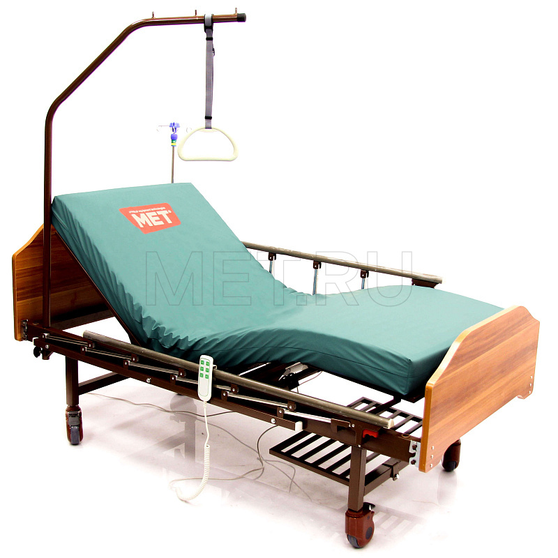 Кровать функциональная медицинская коричневая, спинки светлокоричневые MET LANTIS Кровать функциональная медицинская коричневая, спинки светлокоричневые