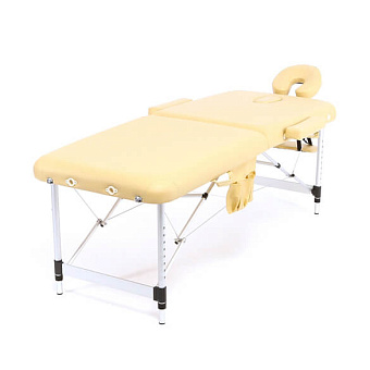 Складной двухсекционный массажный стол на алюминиевом каркасе, бежевый