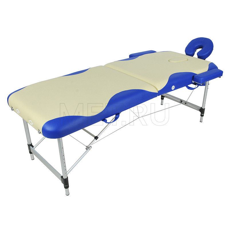Med-Mos JFAL01А Стол массажный переносной 2-х секционный бежевый с синей волной от производителя