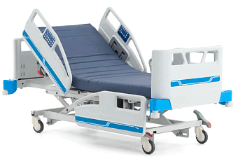 Функциональная кровать реанимационного класса с электрическим подъёмным механизмом рычажного типа.