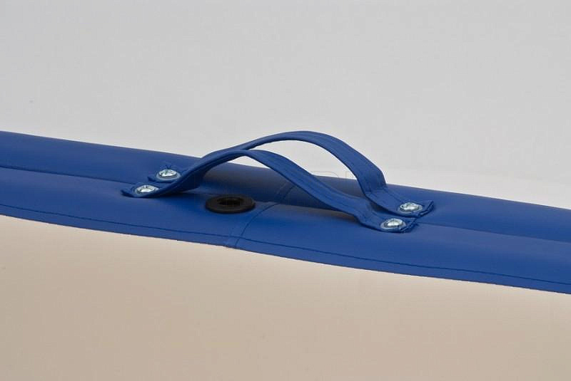 JF-AY01 Стол массажный переносной двухсекционный на деревянном каркасе, кремовый-синий