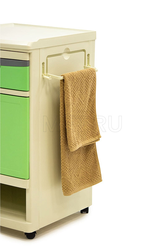 MET BLZ 026 Тумба прикроватная пластиковая с выдвижным столиком, на колесах, цвет зеленый