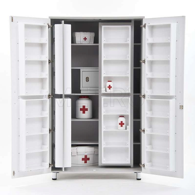 ША.02.00 (1100-650-1910) Аптечный шкаф для медикаментов с металлическим трейзером, серия "Бест"