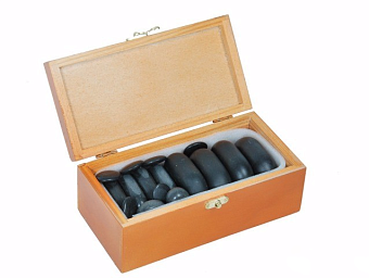 Набор базальтовых камней в деревянном кейсе