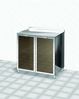 Тумба с двухстворчатыми стеклянными дверями