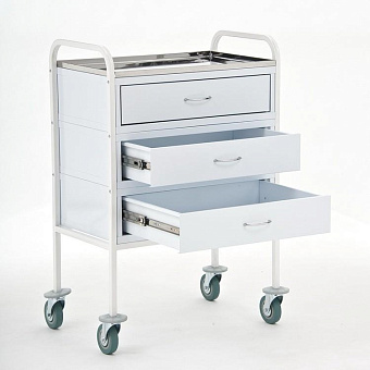 Cтол манипуляционный с тремя выдвижными ящиками, столешница Нерж.