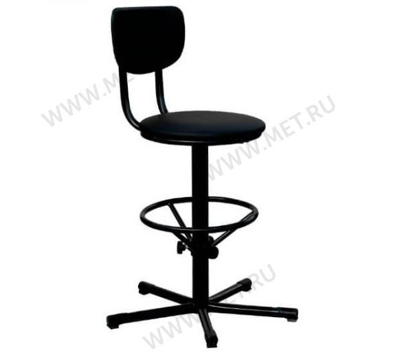 КР03 Винтовой стул с пятилучьем без колёс, оборудованный усиленным кольцом для ног, чёрный от производителя