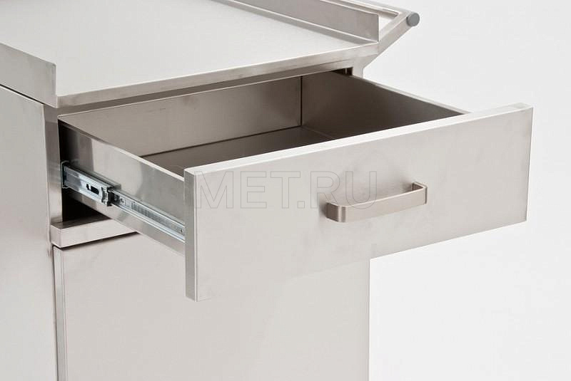 МЕТ AR-19 Стол анестезиолога нерж.сталь, на колесах ящик-дверь, с ручкой MET