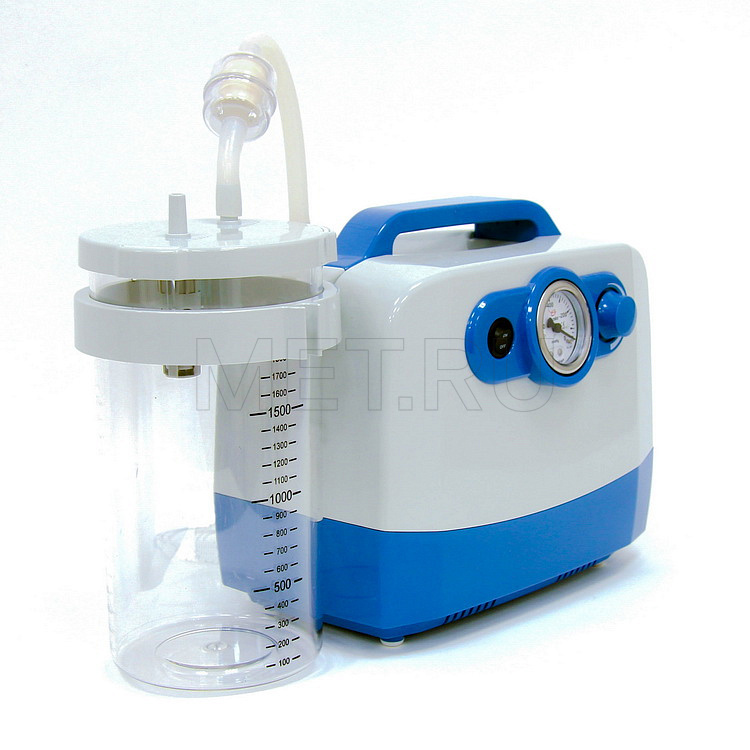 Общий вид ПА-2 Pro (с катетерами) Портативный отсасыватель (аспиратор)  медицинский, для домашнего пользования MET