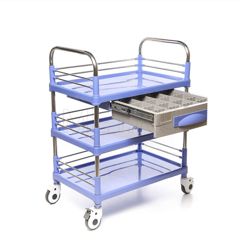 МЕТ SIY-150 Стол манипуляционный медицинский с выдвижным ящиком, трехполочный MET