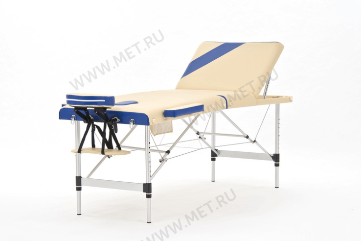 JF AL01А Складной трёхсекционный алюминиевый массажный стол, бежево-синий от производителя