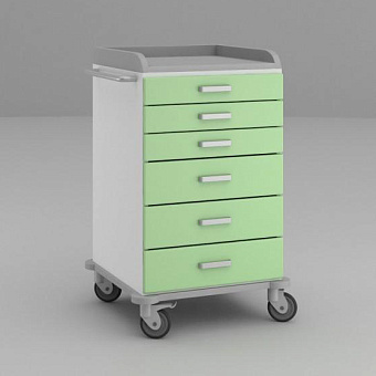 Стол анестезиолога с тремя малыми и тремя средними выдвижными ящиками