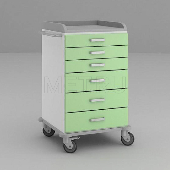 ТММ-0105 Стол анестезиолога с тремя малыми и тремя средними выдвижными ящиками от производителя