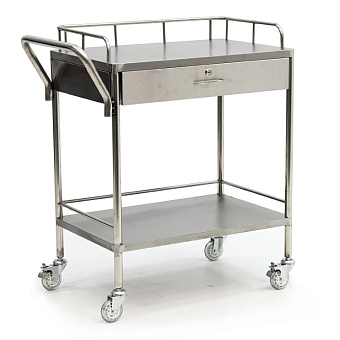 Столик манипуляционный из нержавеющей стали с полкой и ящиком