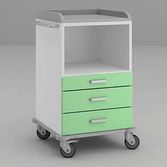 Стол анестезиолога с нишей под столешницей, малым и двумя средними ящиками