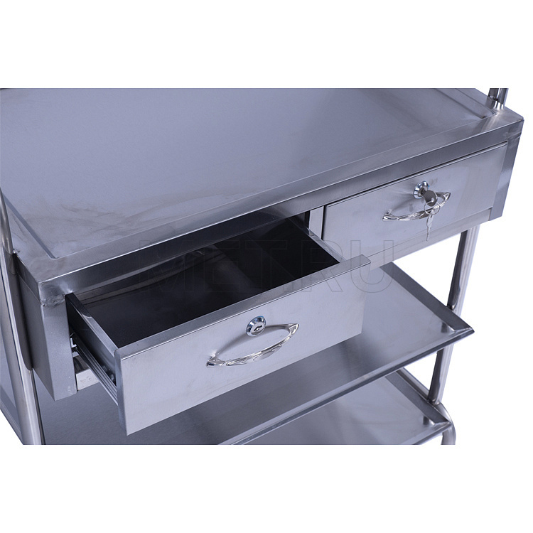 МЕТ BLQ 013 Столик манипуляционный из нержавеющей стали с 3 полками и 2 ящиками от производителя