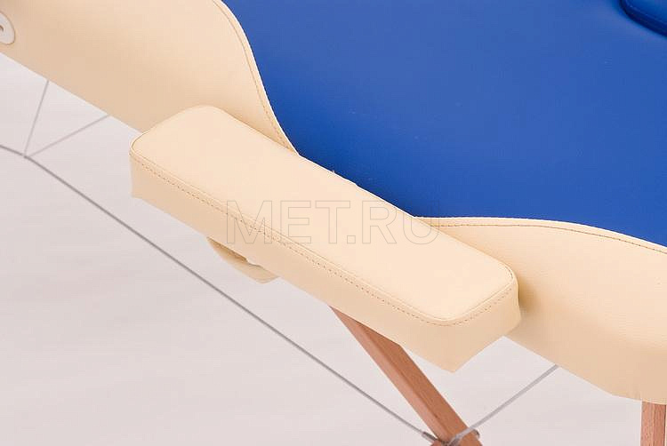 Med-Mos JF-AY 01 Складной массажный стол двухсекционный деревянный, сине-бежевый MET