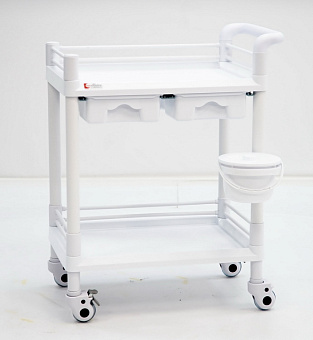 Пластиковый манипуляционный стол с двумя полками и двумя ящиками