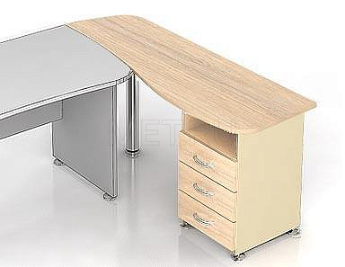 МЕТ Modern М20.4+М36+М16+ОМ03 Каркас приставной тумбы с большим правым топом МЕТ