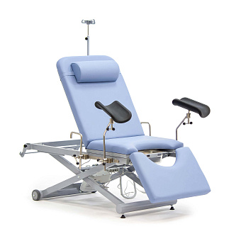 Гинекологическое кресло-кровать с электроприводом и со стулом для врача в комплекте