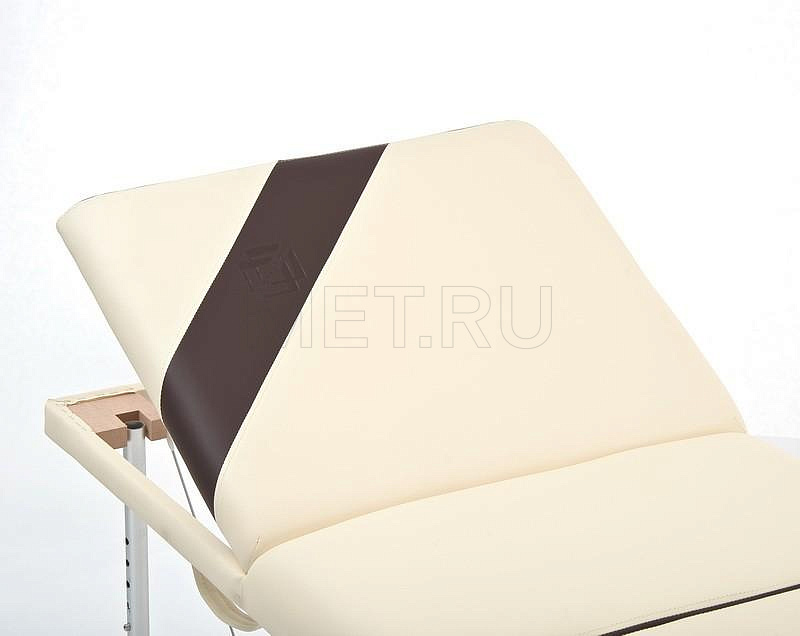 JFAL01A Стол массажный алюминиевый трёхсекционный. Кремовая панель с коричневым кантом MET