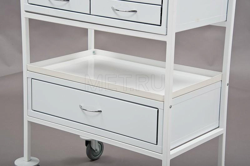 СМ.03.02 УЦЕНКА Стол манипуляционный с пластиковыми столешницей и полками МЕТ