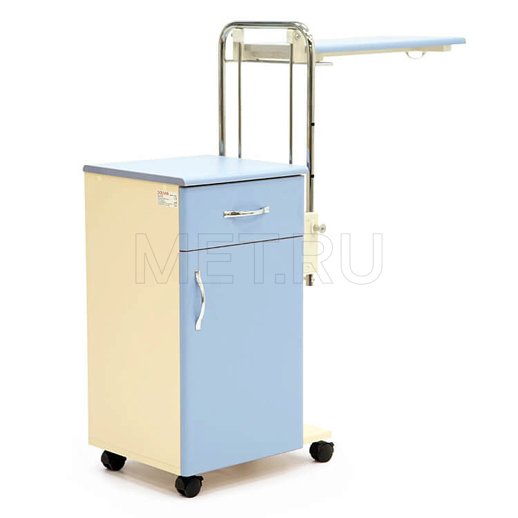 Тумба прикроватная с фасадами, топом и откидной столешницей из ламината, голубой фасад KL1-А Тумба прикроватная с фасадами, топом и откидной столешницей из ламината, голубой фасад