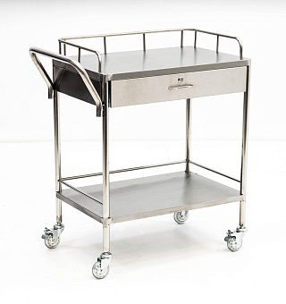 Столик манипуляционный из нержавеющей стали с полкой и ящиком