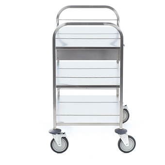 Столик манипуляционный из нержавеющей стали с тремя полками и ящиком