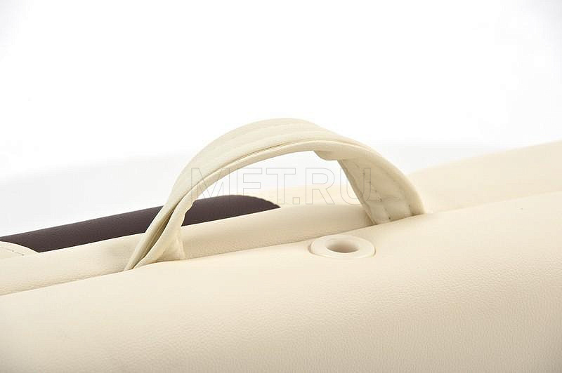 JFAL01A Стол массажный алюминиевый трёхсекционный. Кремовая панель с коричневым кантом MET