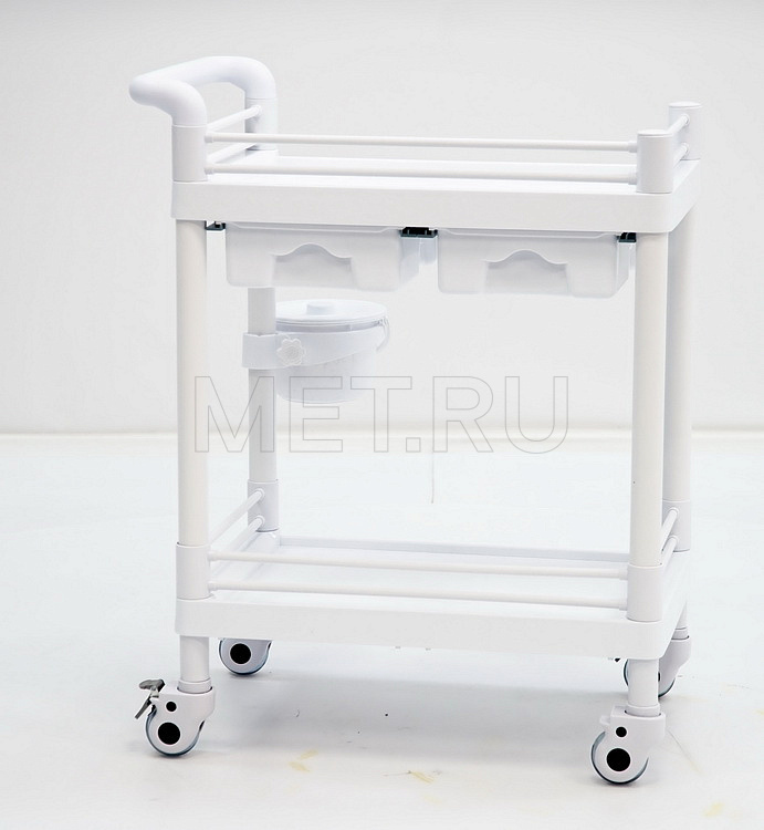 МЕТ SPY-120 (цвет Белый) Пластиковый манипуляционный стол с двумя полками и двумя ящиками МЕТ