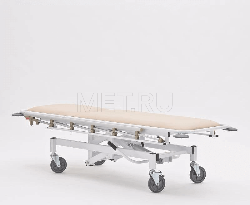 КСМ   (бежевая) Тележка для перевозки больных  с гидроприводом, рентгенопрозрачная головная секция от производителя