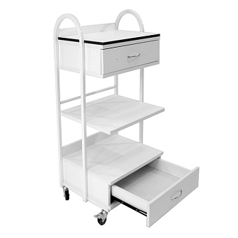 Процедурный передвижной столик из cтального профиля, полки HPL/ЛДСП